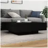 Image de Table basse avec lumières LED noir 100x100x31 cm