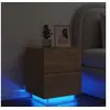 Image de Armoire de Chevet avec Lumières LED, Table de Chevet avec 7 Tiroirs, Table de Nuit Chambre, Moderne, Chêne Sonoma 836739