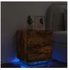 Image de Armoire de Chevet avec Lumières LED, Table de Chevet avec 7 Tiroirs, Table de Nuit Chambre, Moderne, Chêne Fumé Bois 836743