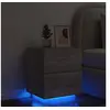 Image de Armoire de Chevet avec Lumières LED, Table de Chevet avec 7 Tiroirs, Table de Nuit Chambre, Moderne, Sonoma Gris Bois 836745