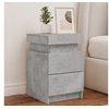 Image de Tables de chevet avec lumières LED 2 pcs gris béton 35x39x55 cm