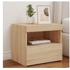 Image de Table de Chevet avec Lumières LED, Armoire de Lit avec Rangement, Table de Nuit, Armoire de Nuit, Moderne, Chêne 836767