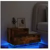 Image de Table de Chevet avec Lumières LED, Armoire de Nuit avec Rangement, Table de Nuit Chambre, Moderne, Chêne Fumé Bois 836781
