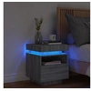 Image de Armoire de Chevet avec Lumières LED, Table de Chevet avec Rangement, Table de Nuit Chambre, Moderne, Sonoma Gris Bois 836794