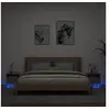 Image de Table de Chevet avec Lumières LED, Armoire de Nuit avec Rangement, Table de Nuit, Meuble de Chambre, Moderne, Gris 836801