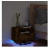 Image de Armoiress de Chevet avec Lumières LED 2 pcs, Tables de Chevet avec Rangement, Armoires de Nuit Chambre, Moderne, Noir 836806
