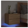 Image de Table de chevet murale avec lumières LED chêne sonoma