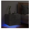 Image de Table de chevet murale avec lumières LED gris béton