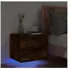 Image de Table de Chevet Murale avec Lumières LED, Armoire de Nuit, Table de Nuit, Armoire de Chevet Chambre, Moderne, Chêne 836820