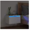 Image de Table de Chevet Murale avec Lumières LED, Armoire de Nuit, Table de Nuit, Armoire de Chevet Chambre, Moderne, Blanc 836826