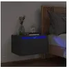 Image de Table de Chevet Murale avec Lumières LED, Armoire de Nuit, Table de Nuit, Armoire de Chevet Chambre, Moderne, Noir 836828