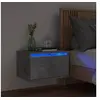 Image de Table de Chevet Murale avec Lumières LED, Armoire de Nuit, Table de Nuit, Armoire de Chevet Chambre, Moderne, Gris 836832