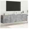 Image de Meubles TV Muraux 2 pcs, Armoires de Télévision Suspendues avec Rangement, Meubles Télé Flottants Salon, Moderne, Gris Béton Bois d'Ingénierie
