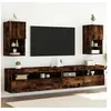 Image de Meubles TV avec Lumières LED 2 pcs, Armoires de Télévision Murales, Meubles Télé Suspendus, Moderne, Chêne Fumé Bois 836996