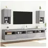 Image de Meubles TV avec Lumières LED 2 pcs, Armoires de Télévision Murales, Meubles Télé Suspendus, Moderne, Sonoma Gris Bois 836998