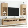 Image de Meubles TV avec Lumières LED 2 pcs, Armoires de Télévision Murales, Meubles Télé avec Rangement Salon Salle de Séjour, Chêne Sonoma