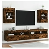 Image de Meubles TV Muraux et Lumières LED 2pcs, Armoires de Télévision Suspendues avec Etagère, Meubles Télé Flottants Salon, Moderne, Chêne Fumé