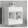Image de Meuble TV avec Lumières LED, Armoire de Télévision Murale avec Etagères, Meuble Télé Suspendu Salon, Moderne, Blanc 837092