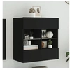 Image de Meuble TV avec Lumières LED, Armoire de Télévision Murale avec Etagères, Meuble Télé Suspendu Salon, Moderne, Noir 837093