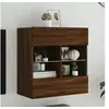 Image de Meuble TV avec Lumières LED, Armoire de Télévision Murale avec Etagères, Meuble Télé Suspendu Salon, Moderne, Chêne 837098