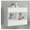 Image de Meuble TV avec Lumières LED, Armoire de Télévision Murale avec Etagères, Meuble Télé Suspendu Salon, Moderne, Blanc 837099