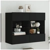 Image de Meuble TV avec Lumières LED, Armoire de Télévision Murale avec Etagères, Meuble Télé Suspendu Salon, Moderne, Noir 837100