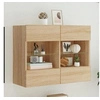 Image de Meuble TV avec Lumières LED, Armoire de Télévision Murale avec Etagères, Meuble Télé Suspendu Salon, Moderne, Chêne 837101