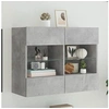 Image de Meuble TV avec Lumières LED, Armoire de Télévision Murale avec Etagères, Meuble Télé Suspendu Salon, Moderne, Gris 837102