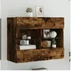 Image de Meuble TV avec Lumières LED, Armoire de Télévision Murale avec Etagères, Meuble Télé Suspendu Salon, Moderne, Chêne 837103