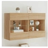 Image de Meuble TV avec Lumières LED, Armoire de Télévision Murale avec Etagères, Meuble Télé Suspendu Salon, Moderne, Chêne 837108