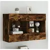 Image de Meuble TV avec Lumières LED, Armoire de Télévision Murale avec Etagères, Meuble Télé Suspendu Salon, Moderne, Chêne 837110