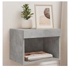 Image de Table de chevet murale avec lumières LED gris béton