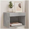 Image de Tables de chevet murales avec lumières LED 2 pcs gris béton