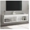 Image de Meubles TV avec Lumières LED 2 pcs, Armoires de Télévision Murales avec Rangement, Meubles Télé Suspendus, Moderne, Blanc Bois d'Ingénierie