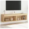 Image de Meubles TV avec Lumières LED 2 pcs, Armoires de Télévision Murales, Meubles Télé Suspendus, Moderne, Chêne Sonoma 837132