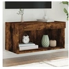 Image de Meuble TV avec Lumières LED, Armoire de Télévision Murale avec Rangement, Meuble Télé Suspendu Salon, Moderne, Chêne Fumé Bois d'Ingénierie
