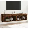 Image de Meubles TV avec Lumières LED 2 pcs, Armoires de Télévision Murales, Meubles Télé Suspendus, Moderne, Chêne Fumé Bois d'Ingénierie