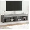 Image de Meubles TV avec Lumières LED 2 pcs, Armoires de Télévision Murales, Meubles Télé Suspendus avec Rangement Salon, Moderne, Sonoma Gris