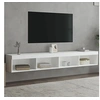 Image de Meubles TV avec Lumières LED 2 pcs, Armoires de Télévision Murales, Meubles Télé Suspendus avec Rangement Salon, Moderne, Blanc