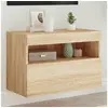 Image de Meuble TV Mural avec Lumières LED, Armoire de Télévision Suspendue, Meuble Télé Flottant, Moderne, Chêne Sonoma Bois 837187