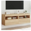Image de Meubles TV Muraux Lumières LED 2 pcs, Armoires de Télévision Suspendues avec Rangement, Meubles Télé Flottants Salon, 837188