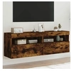 Image de Meubles TV muraux et lumières LED 2pcs chêne fumé 60x30x40 cm837192