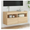 Image de Meuble TV Mural avec Lumières LED, Armoire de Télévision Suspendue, Meuble Télé Flottant, Moderne, Chêne Sonoma Bois 837201