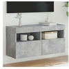 Image de Meuble TV Mural avec Lumières LED, Armoire de Télévision Suspendue avec Rangement, Meuble Télé Flottant, Moderne, Gris Béton Bois d'Ingénierie