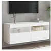 Image de Meuble TV Mural avec Lumières LED, Armoire de Télévision Suspendue avec Rangement, Meuble Télé Flottant, Moderne, Blanc Bois d'Ingénierie