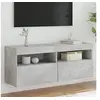 Image de Meuble TV Mural avec Lumières LED, Armoire de Télévision Suspendue avec Rangement, Meuble Télé Flottant, Moderne, Gris Béton Bois d'Ingénierie