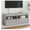 Image de Meuble TV Mural avec Lumières LED, Armoire de Télévision Suspendue avec Rangement, Meuble Télé Flottant, Moderne, Sonoma Gris Bois d'Ingénierie