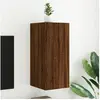 Image de Meuble TV Mural avec Lumières LED, Armoire de Télévision Suspendue, Meuble Télé Flottant, Moderne, Chêne Marron Bois 837244