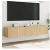 Image de Meubles TV muraux lumières LED 2 pcs chêne sonoma 80x35x31 cm