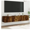 Image de Meubles TV Muraux et Lumières LED 2pcs, Armoires de Télévision Suspendues avec Rangement, Meubles Télé Flottants 837290